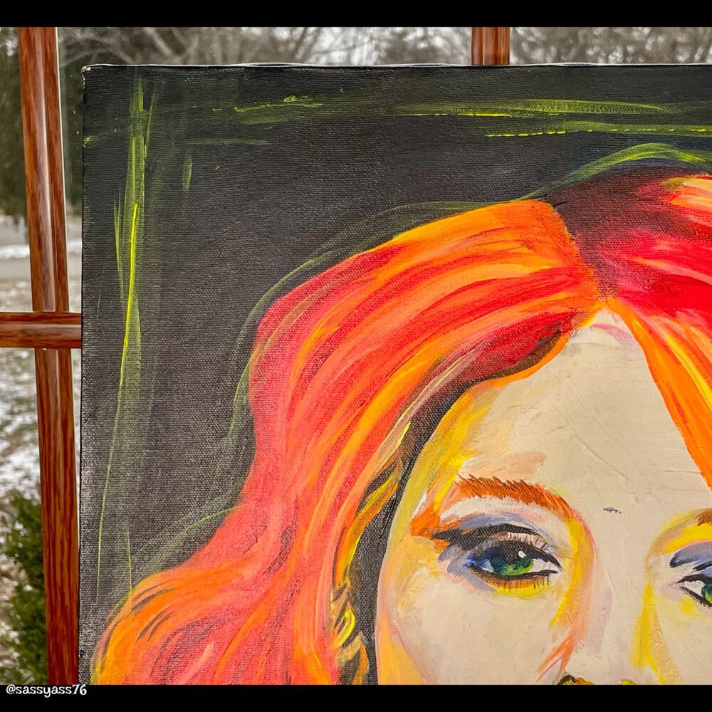 ▪️VTG▪️OOAK 18" X 24" TORI AMOS Artisan Acrylic Painting On Stretched Canvas - Picture 4 of 7